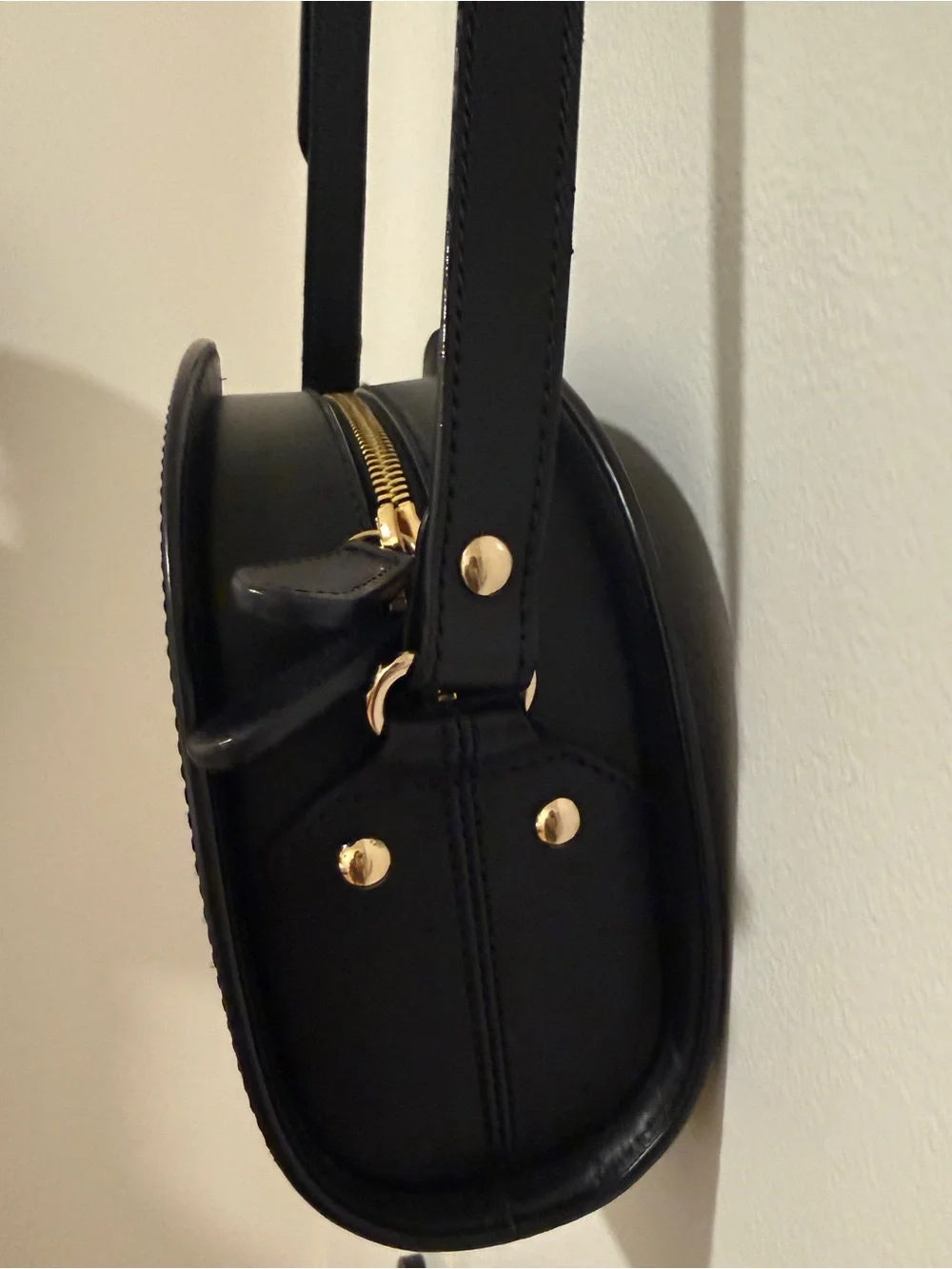 A.P.C. Black Demi-Lune Crossbody Bag with Gold Logo